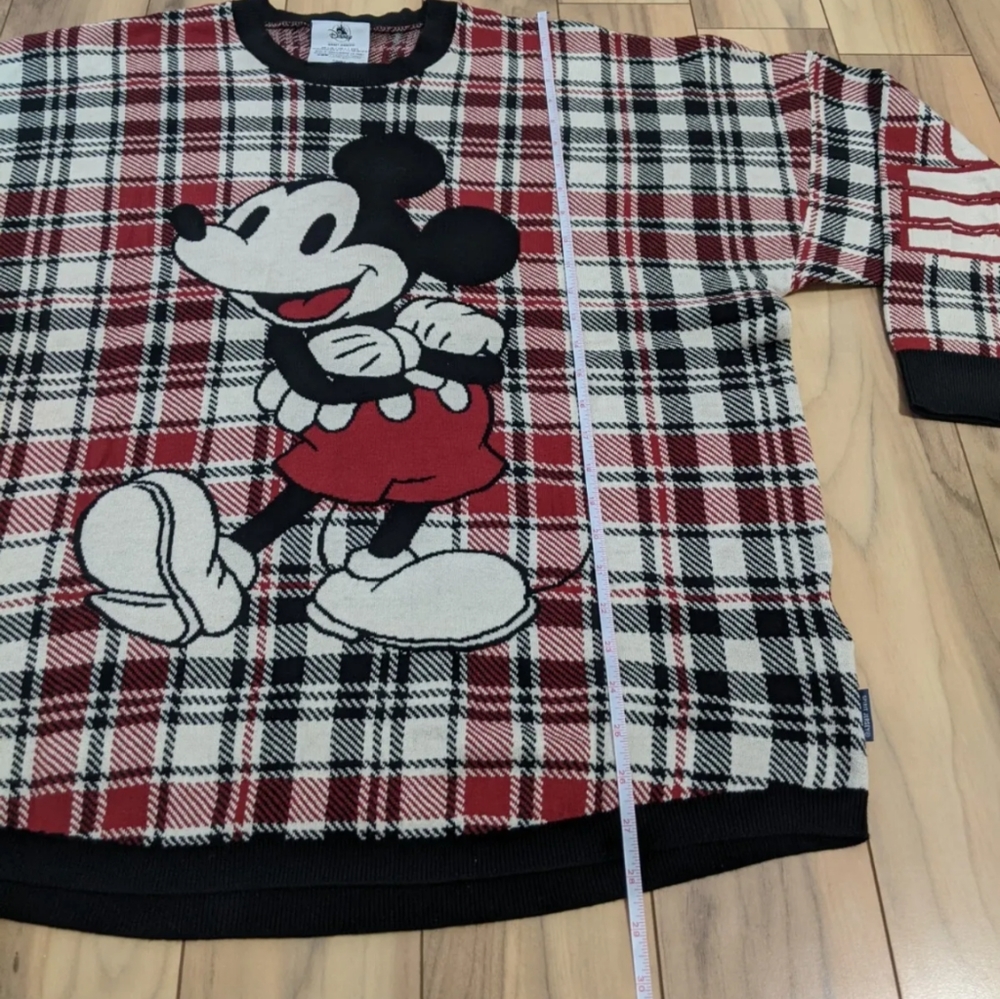 NWT! Disney World Holiday Plaid Mickey Spirit Jersey Sweater Red Black Size L - Picture 5 of 14